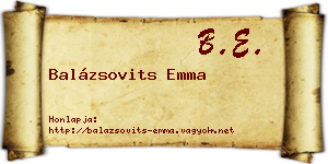 Balázsovits Emma névjegykártya