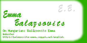 emma balazsovits business card